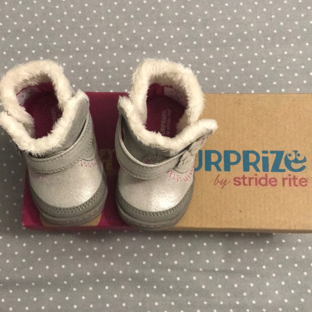 Silver booties, lined, never been worn
